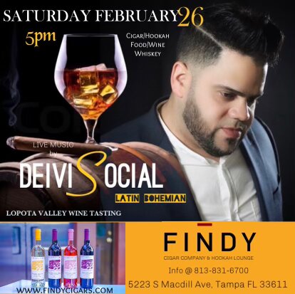 Live Music by DeiviSocial on Saturday February 26 at 5PM